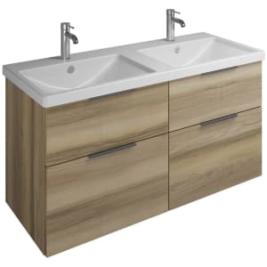 burgbad Eqio Waschtischkombination mit Keramik-Doppelwaschtisch, 123 cm, mit Griff G0200