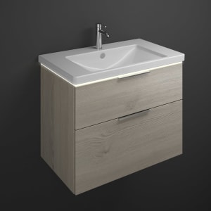 burgbad Eqio Waschtischkombination mit Keramik-Waschtisch mit LED-Beleuchtung, 83 cm, mit Griff G0146