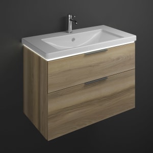 burgbad Eqio Waschtischkombination mit Keramik-Waschtisch mit LED-Beleuchtung, 93 cm, mit Griff G0200