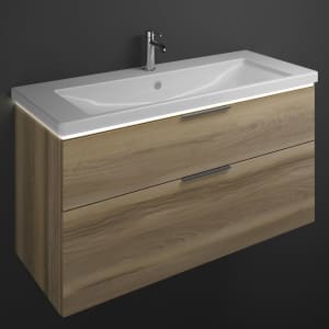 burgbad Eqio Waschtischkombination mit Keramik-Waschtisch mit LED-Beleuchtung, 123 cm, mit Griff G0200