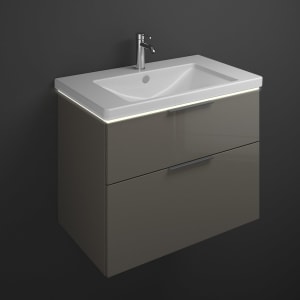 burgbad Eqio Waschtischkombination mit Keramik-Waschtisch mit LED-Beleuchtung, 83 cm, mit Griff G0200