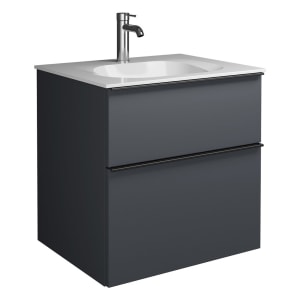 burgbad Fiumo Mineralguss-Waschtisch mit Unterschrank 62 cm, mit Griff G0200