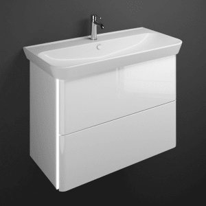 burgbad Iveo Waschtischkombination mit Keramik-Waschtisch und LED-Beleuchtung 100 cm