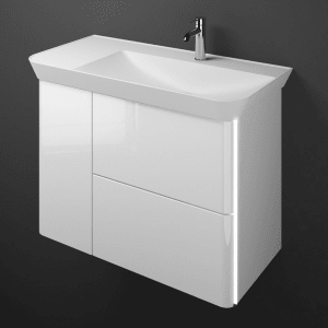 burgbad Iveo Waschtischkombination mit Mineralguss-Waschtisch und LED-Beleuchtung 100 cm Rechts