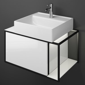 burgbad Junit Waschtischkombination mit Keramik-Waschtisch und LED-Beleuchtung Rechts 76,5 cm