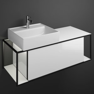 burgbad Junit Waschtischkombination mit Keramik-Waschtisch und LED-Beleuchtung Links 120 cm