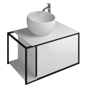 burgbad Junit Waschtischkombination mit Mineralguss-Waschtisch 76,5 cm Links