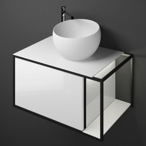 burgbad Junit Waschtischkombination mit Mineralguss-Waschtisch und LED-Beleuchtung 76,5 cm Rechts