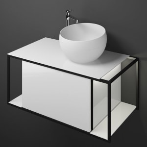 burgbad Junit Waschtischkombination mit Mineralguss-Waschtisch und LED-Beleuchtung 90 cm Rechts