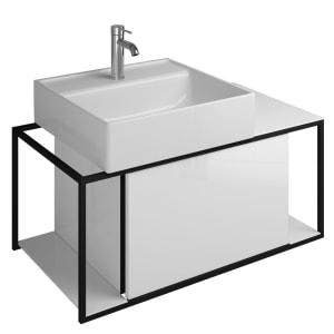 burgbad Junit Waschtischkombination mit Keramik-Waschtisch Links 90 cm