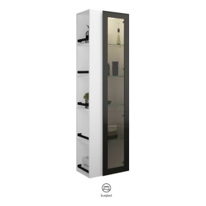 burgbad Yumo Hochschrank 50 x 32 x 176 cm mit Griff G0179 und LED-Innenbeleuchtung, Regal links