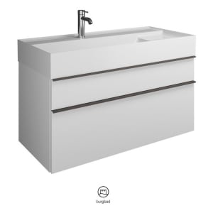 burgbad Yumo Mineralguss-Waschtisch inkl. Waschtischunterschrank 101,5 cm