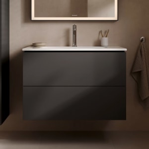 Duravit L-Cube Waschtischunterbau wandhängend mit 2 Auszügen, 82 x 48,1 cm, Becken mittig