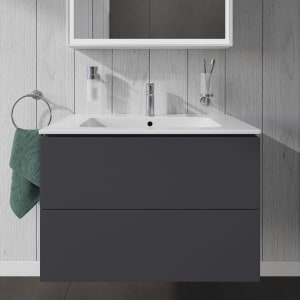 Duravit L-Cube Waschtischunterbau wandhängend mit 2 Auszügen, 82 x 48,1 cm, Becken mittig
