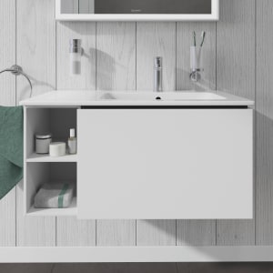 Duravit L-Cube Waschtischunterbau wandhängend mit 1 Auszug, 82 x 48,1 cm, Becken rechts