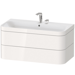 Duravit Happy D.2 Plus c-bonded Waschtisch mit 2 Hahnlöchern, mit Unterschrank 97,5 x 49 cm