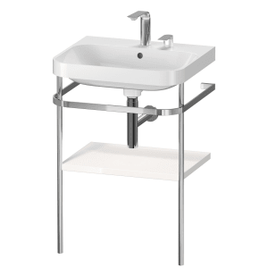 Duravit Happy D.2 Plus c-shaped Waschtisch mit 2 Hahnlöchern, 57,5 x 49 cm, mit 1 Holzfachboden