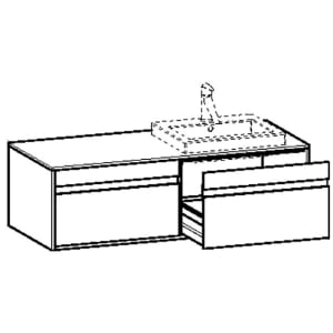 Duravit Ketho Waschtischunterbau 140 cm wandhängend, 2 Auszügen, für 1 Einbauwaschtisch rechts mittig