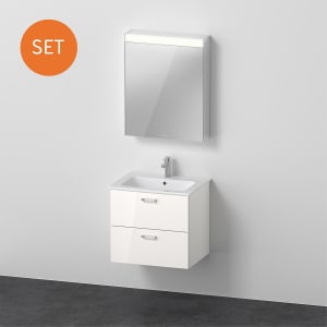 Duravit XBase MöbelSet 63 cm, mit Spiegelschrank, Anschlag links