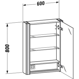 Duravit Xsquare Spiegelschrank 60 x 80 cm, 1 Tür Anschlag rechts, Steckdose: LKZ 0 (DE,AT)