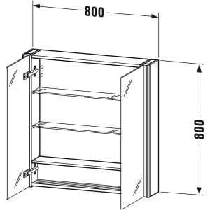 Duravit Xsquare Spiegelschrank 80 x 80 cm, 2 Türen, Steckdose: LKZ 0 (DE,AT)