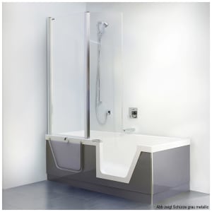 DUSCHOLUX Step-in Pure Badewanne 160 x 75 cm mit integriertem Wasserzulauf, Einstieg rechts