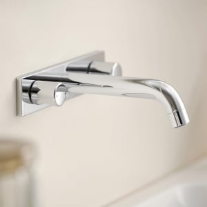 Geberit ONE Waschtischarmatur rundes Design, Wandmontage, Zweigriffmischer