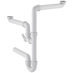 Geberit Spültisch-Ablauf DN 40 für zwei Becken, Raumsparmodell