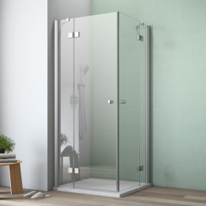 GEO maw flex Eckeinstieg 4-teilig mit 2 Drehtüren, 90 x 80 cm mit Glasbeschichtung