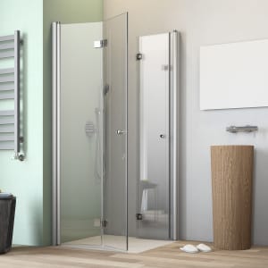 GEO maw flex Eckeinstieg 4-teilig mit 2 Drehfalttüren, 80 x 100 cm mit Glasbeschichtung