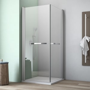 GEO maw flex Eckeinstieg mit 2 Pendeltüren mit Bogengriffe, 80 x 80 cm