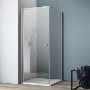 GEO maw flex Drehtür links mit Knopfgriff und Seitenwand, 100 x 80 cm mit Glasbeschichtung