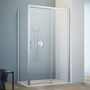 GEO maw flex Schiebetür rechts 2-teilig mit Seitenwand, 90 x 90 cm mit Glasbeschichtung