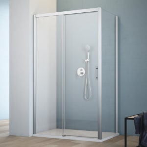 GEO maw flex Schiebetür links 2-teilig mit Seitenwand, 100 x 80 cm mit Glasbeschichtung