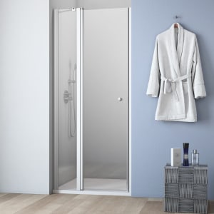 GEO maw flex Drehtür mit Festteil für Nische, 110 cm mit Glasbeschichtung