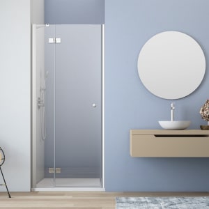 GEO maw flex Drehtür links mit Festteil für Nische, 100 cm mit Glasbeschichtung