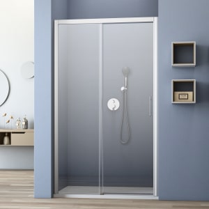 GEO maw flex Schiebetür links 2-teilig für Nische, 120 cm mit Glasbeschichtung