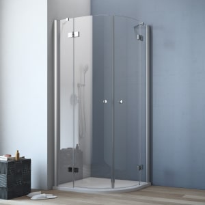 GEO maw flex Runddusche mit 2 Drehtüren, 80 x 90 cm, R 50 cm mit Glasbeschichtung