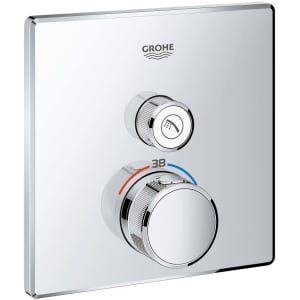 GROHE Grohtherm SmartControl Thermostat Fertigmontageset mit einem Absperrventil, eckige Ausführung