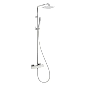 Herzbach LIVING SPA Duschsäule mit Regenbrause 30 cm eckig, mit Stabhandbrause