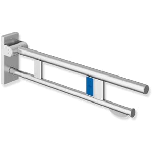 HEWI System 900 Stützklappgriff Duo Design A mit WC-Papierhalter und Spülauslösung (Funk), li. 85 cm