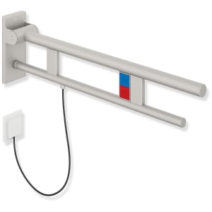 HEWI System 900 Stützklappgriff Duo Design A mit 2 Funktionstasten (E-Ausführung), links 70 cm