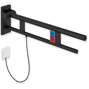 HEWI System 900 Stützklappgriff Duo Design A mit 2 Funktionstasten (E-Ausführung), links 70 cm