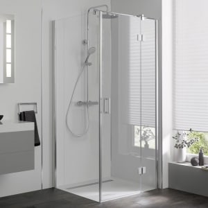 HSK Aperto Drehtür pendelbar an Nebenteil für Seitenwand, Sonderbreite bis 130 cm, Anschlag rechts