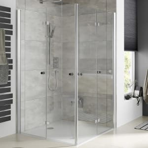 HSK Atelier Plan Eckeinstieg mit Drehfalttür 90 x 90 cm mit zusätzlichen Griffen am zweiten Türelement