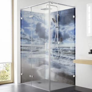 HSK Atelier Plan Pur Eckeinstieg Drehtür an Nebenteil, mit Seitenwand, Sondermaß, Anschlag links