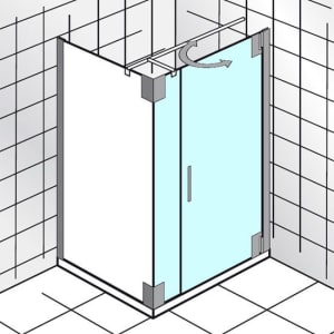 HSK K2P Drehtür und Nebenteil 75 cm für Seitenwand Anschlag rechts