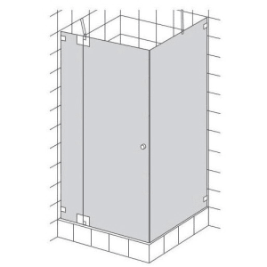 HSK Kienle Drehtür mit K 180° Beschlag an Nebenteil und Seitenwand, Anschlag links