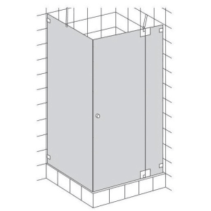 HSK Kienle Drehtür mit K 180° Beschlag an Nebenteil und Seitenwand bis 160 cm, Anschlag rechts