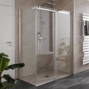 HSK Premium Softcube Gleittür 2-teilig 140 cm mit Seitenwand 80 cm links